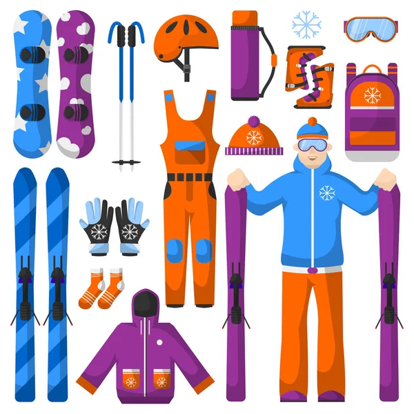 Ensemble de matériel de snowboard — Image vectorielle