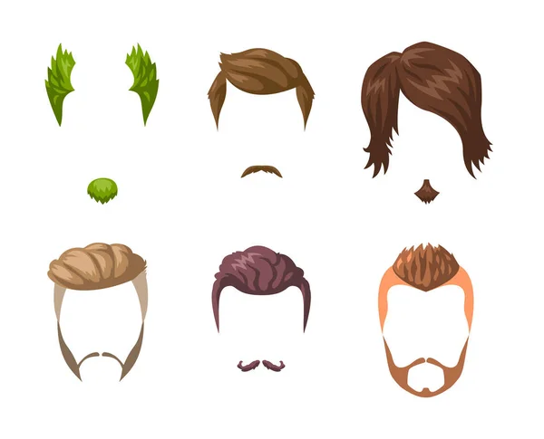 Ensemble de coiffures avec moustaches et barbes — Image vectorielle