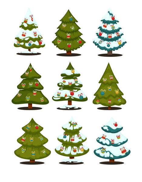 Árboles de Navidad conjunto — Vector de stock