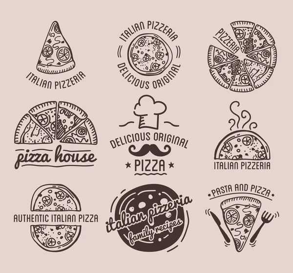 Conjunto de logos de pizza Vintage — Vector de stock