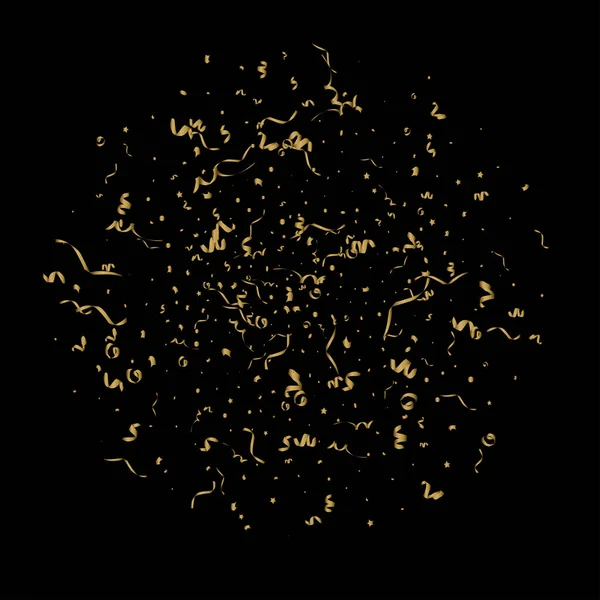 Golden confetti on black — Stock Vector