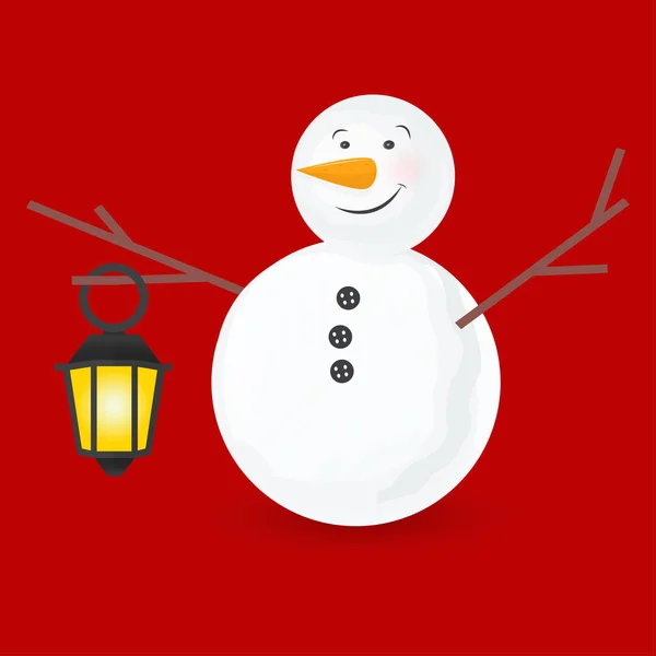 Χιονάνθρωπος σε κόκκινο εικονογράφηση — Διανυσματικό Αρχείο