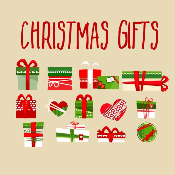 圣诞礼物盒图标设置 — 图库矢量图片