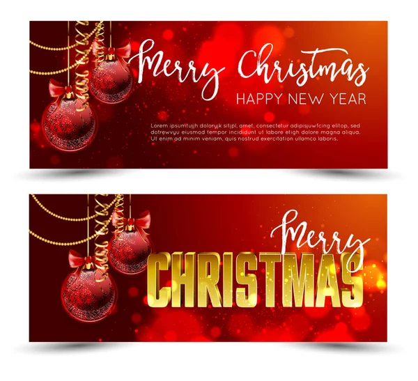 Christmas banners med dekoration — Stock vektor