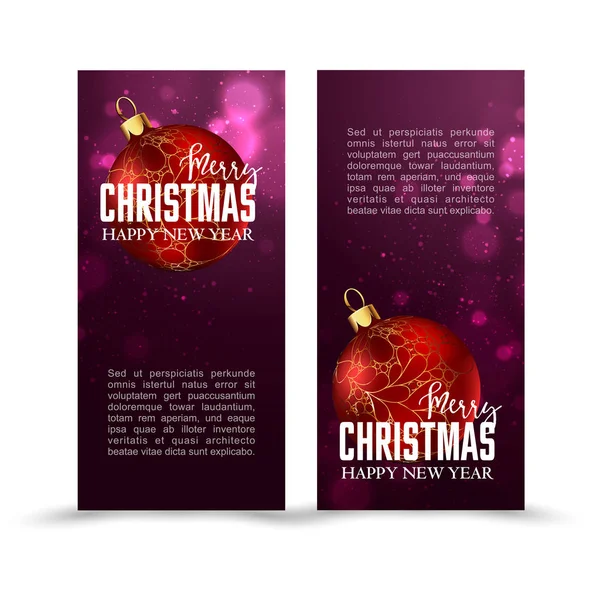 Kerst banners met decoratie — Stockvector