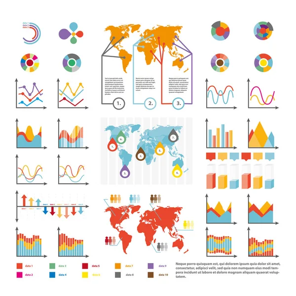 Ensemble de diagrammes et graphiques — Image vectorielle