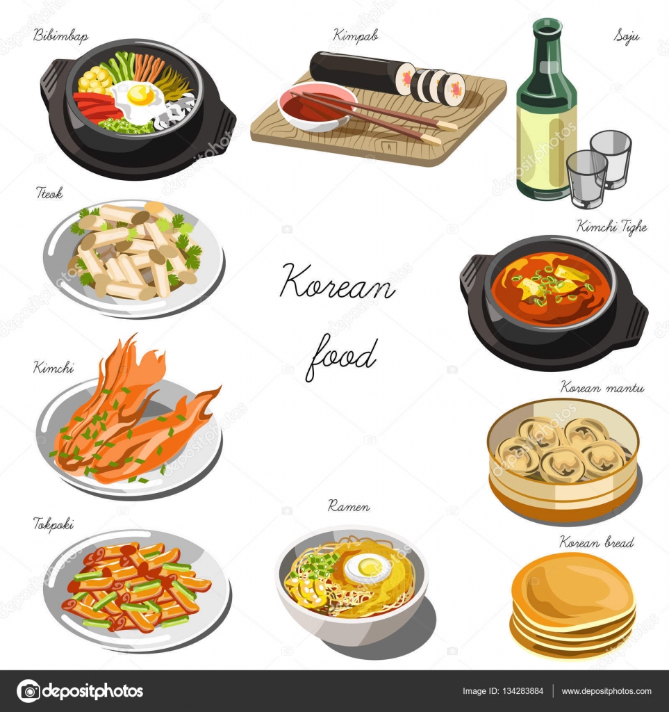 Korean Food Clipart Set Korean Cuisine Png, Eps Food Illustration