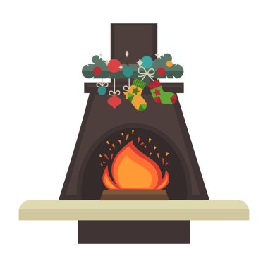 Çizgi film şömine ateşi ile