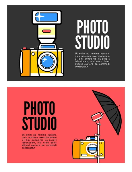 Banderoller med utrustning för fotografering — Stock vektor