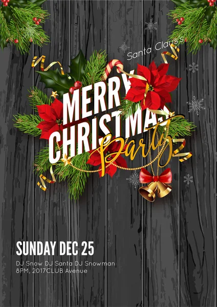 Merry Christmas party plakat — Wektor stockowy