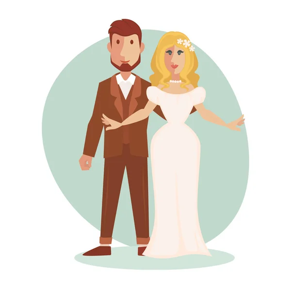 Giovane sposa felice e sposo — Vettoriale Stock