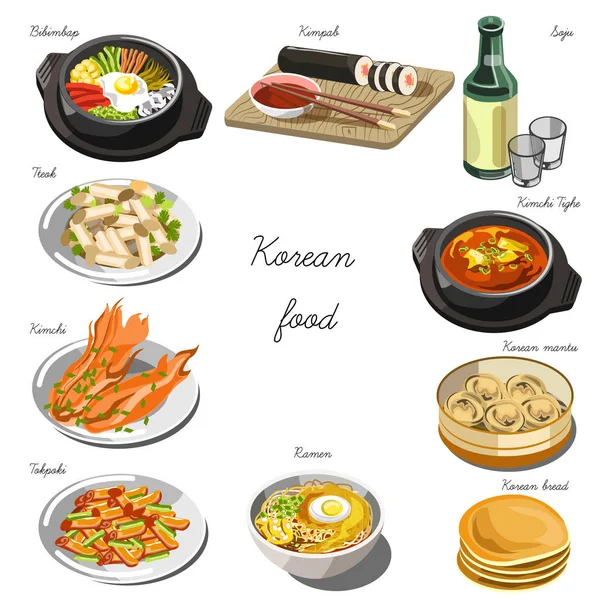 Sbírka korejských jídel — Stockový vektor