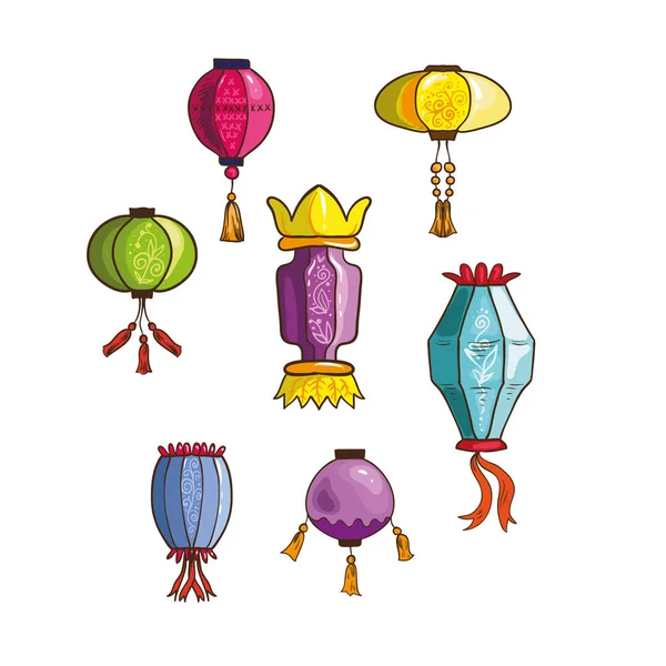 красочный китайский фонарик — Векторное изображение © nglyeyee #45227497