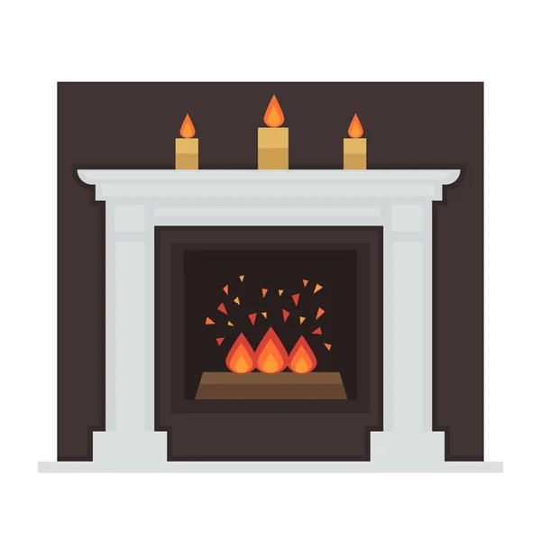 Cartoon fireplace with fire — Stock Vector