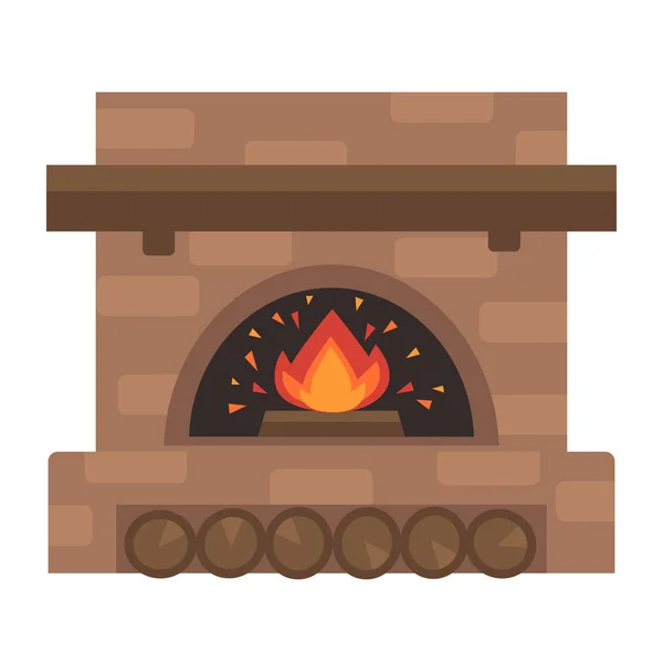 火が付いている漫画暖炉 — ストックベクタ