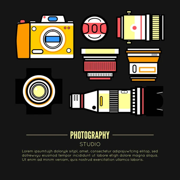 Patrón con el equipo del fotógrafo — Vector de stock