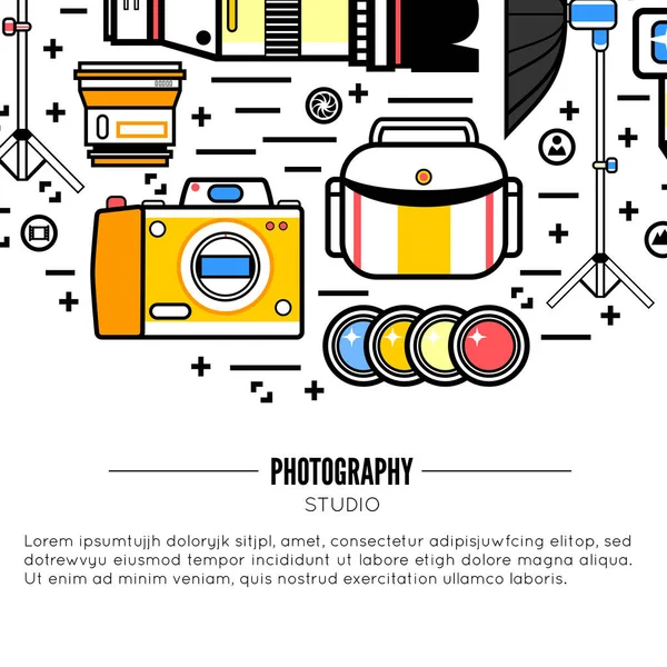 Padrão com equipamento de fotógrafo — Vetor de Stock