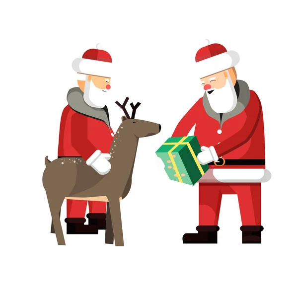 Weihnachtsmann und Hirsch — Stockvektor