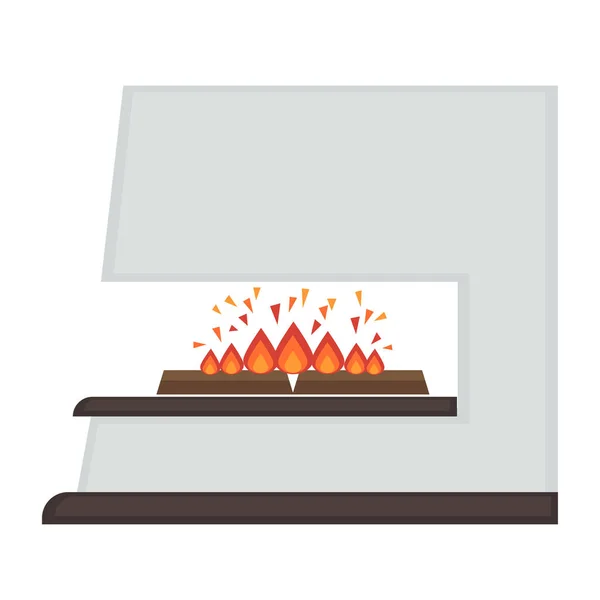 Hogar chimenea con fuego — Vector de stock