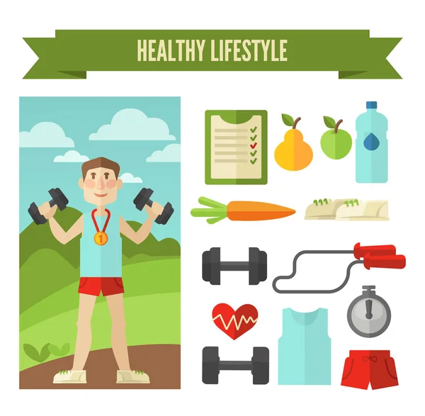 Hälsosam livsstil symboler — Stock vektor