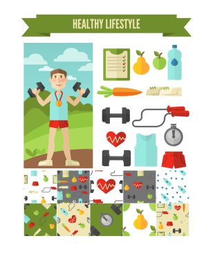 Sağlıklı yaşam simgeler kümesi