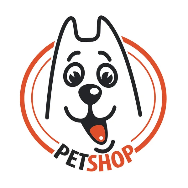 Tienda de mascotas con cabeza de perro — Vector de stock