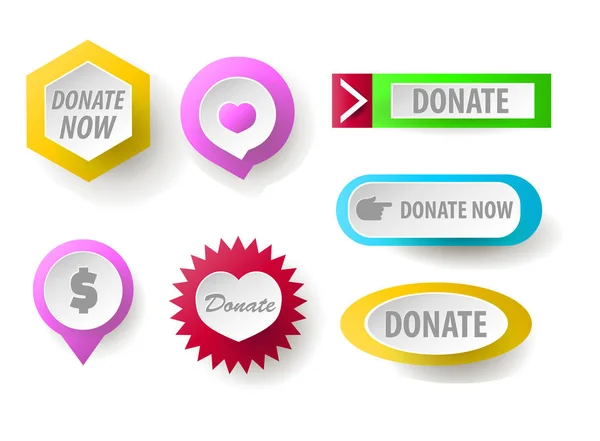 Faire un don collection de boutons — Image vectorielle