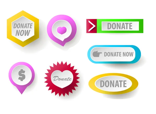 Donate button collection — Stock Vector