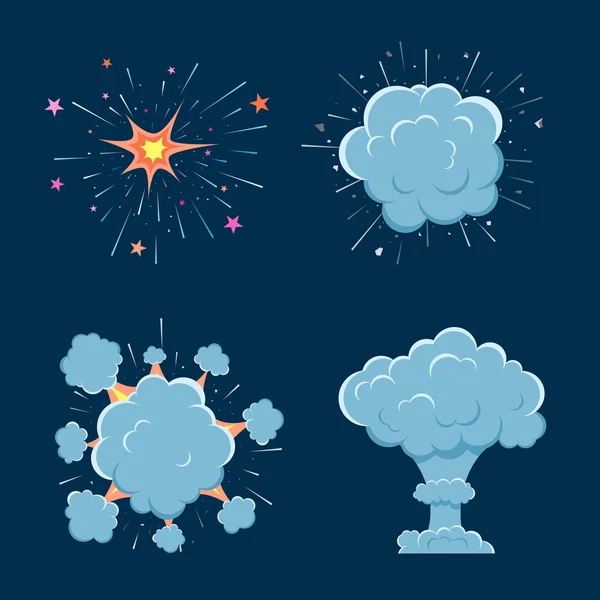 Bombexplosion tecknad med rök — Stock vektor