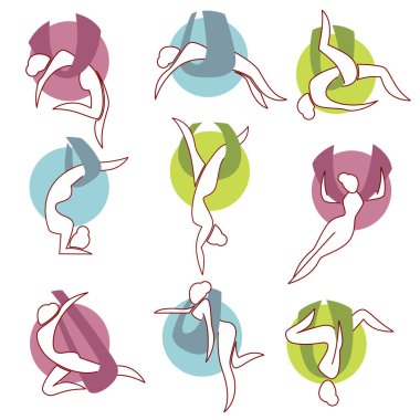 Yoga asans Icon set 