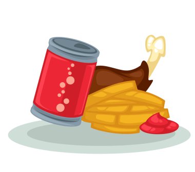 Kızarmış tavuk, patates kızartması ve kola