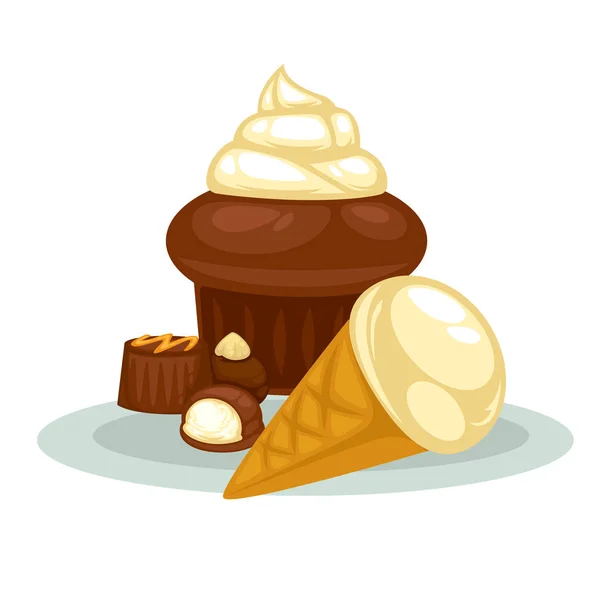 Symbole für köstliches Dessert — Stockvektor