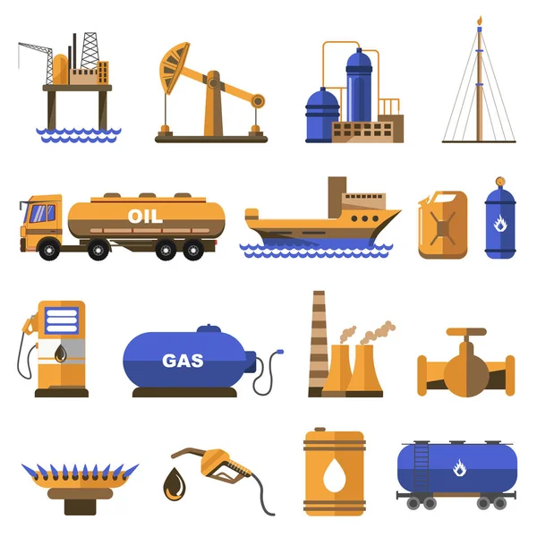 Oil and gas icons set — Stock Vector