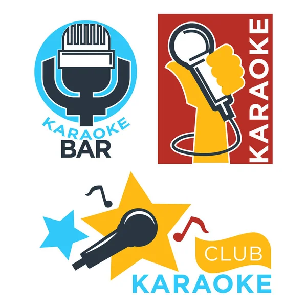 Karaoke club en bar etiketten — Stockvector