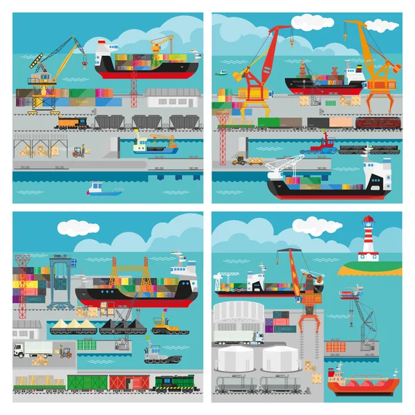 Bannières vectorielles avec transport maritime — Image vectorielle