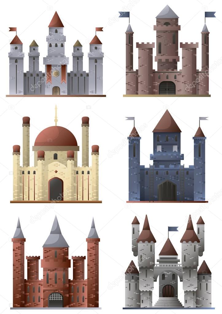 Set of towers and castles