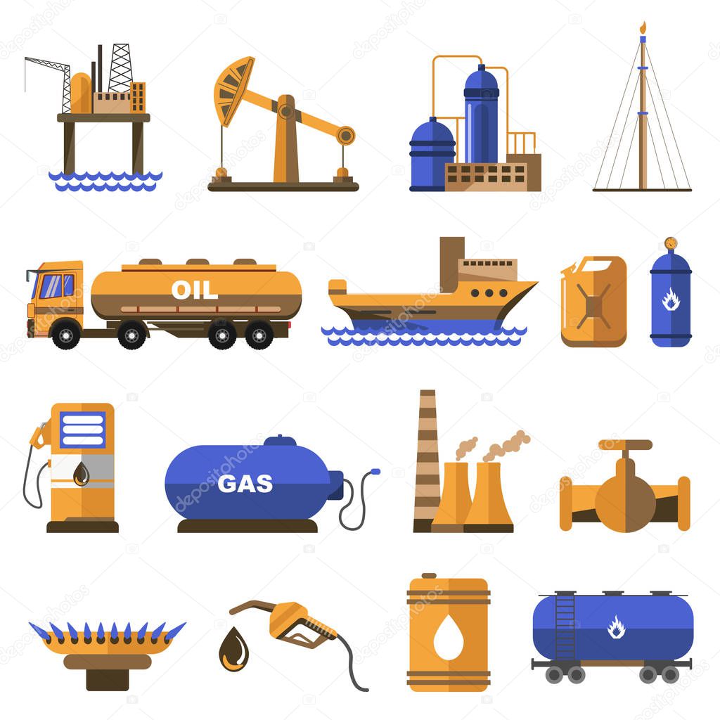 Oil and gas icons set