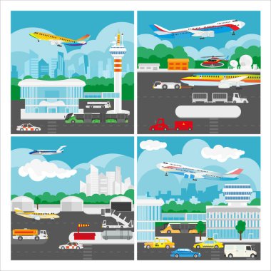 Vector banner of airport landscape