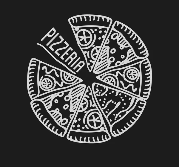 Diseño tipográfico de la etiqueta de pizza — Archivo Imágenes Vectoriales