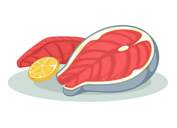 Filé de salmão ou bife de atum — Vetor de Stock
