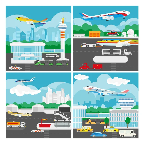 Banner vectorial del paisaje aeroportuario — Vector de stock