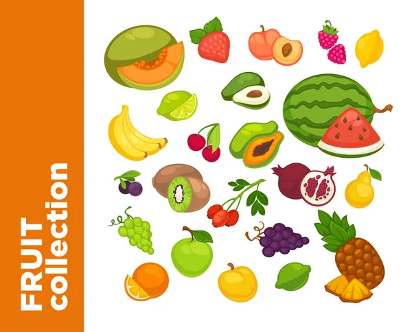 Conjunto de iconos de frutas dulces — Vector de stock