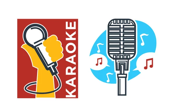 Discoteca de karaoke y etiquetas de bar — Vector de stock