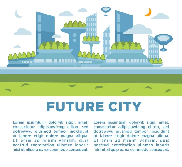 Concepto de paisaje urbano futuro — Vector de stock