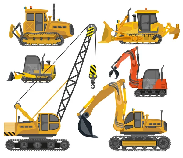 Icons set of construction machinery — Stock Vector