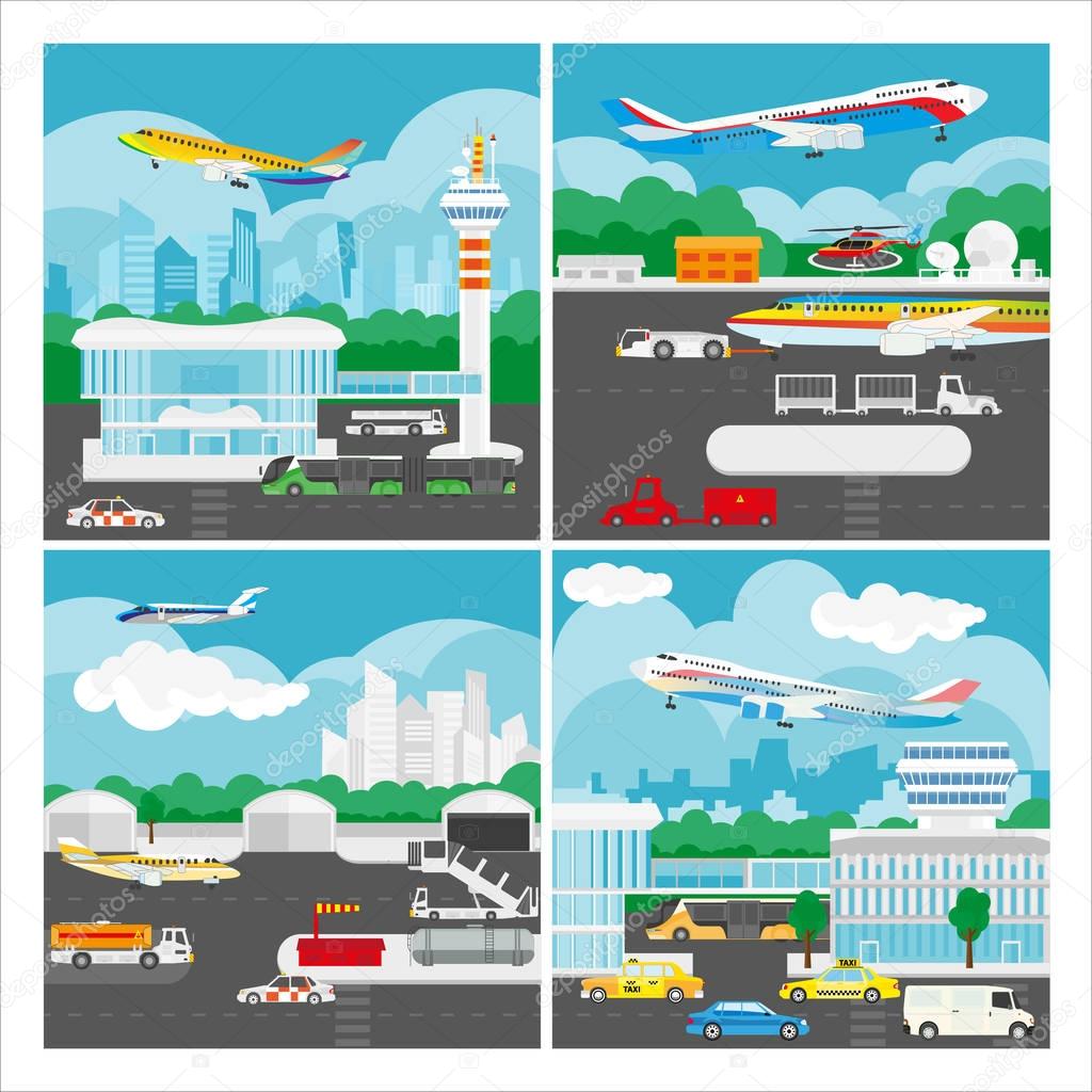 Vector banner of airport landscape