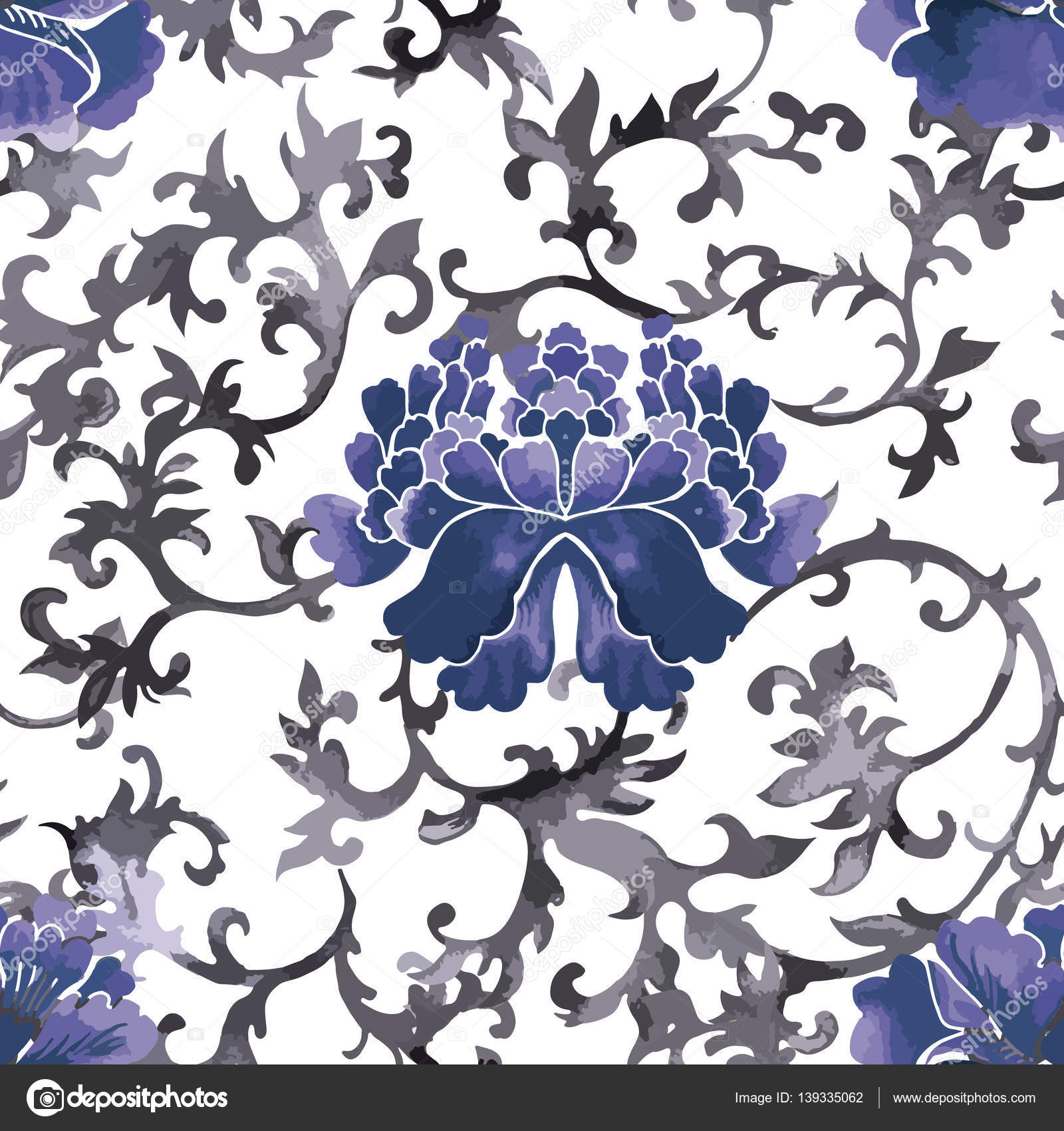 Seamless chinese pattern. Watercolor style wallpaper with ...