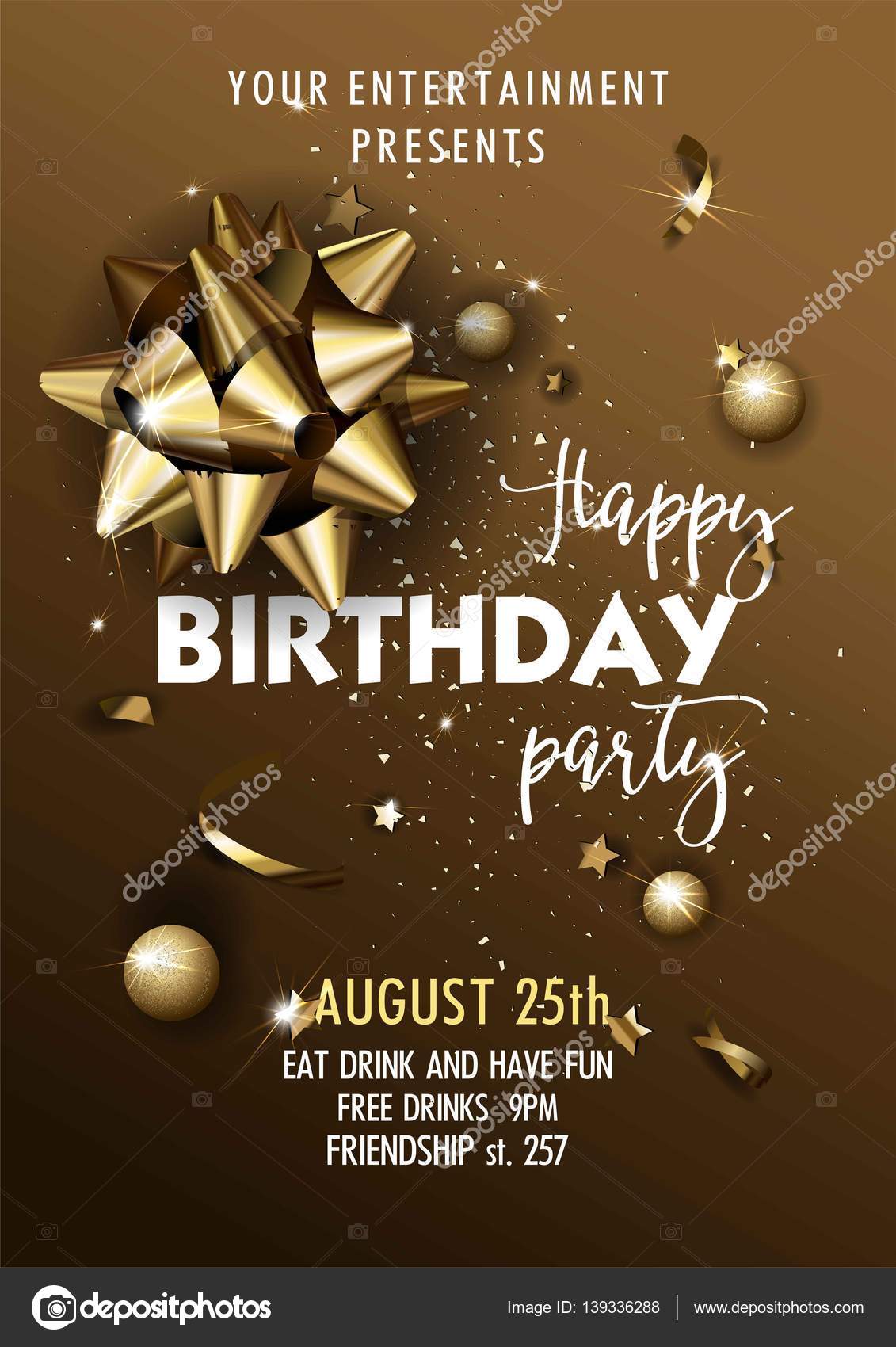 Happy Birthday invitation poster template. Stock Vector Image by With Regard To Free Birthday Flyer Templates