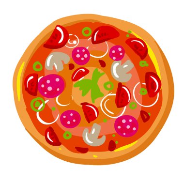 Pizza dilimi kabuk ile simgesi. İtalyan restaurant akşam yemeği - 