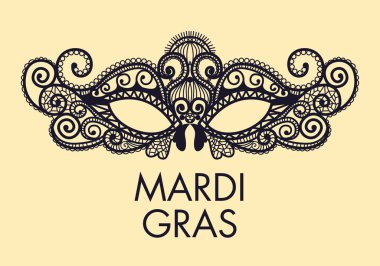 Dantel toplama Mardi Gras maskesi ayarlama.